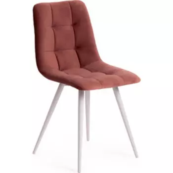 Стул TetChair CHILLY (mod. 7095-1) / 1 шт. в упаковке, ткань/металл, высота до сиденья 50 см, коралловый barkhat 15 /белый