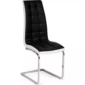 Стул TetChair MARCONI (mod.37) металл/экокожа, хром/черный/белый (окантовка)