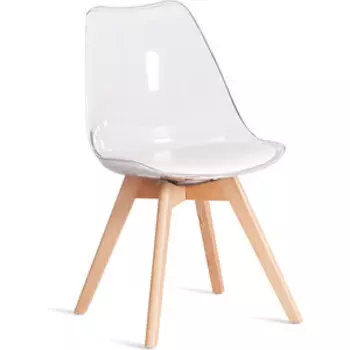 Стул TetChair TULIP (mod. 73-1) / 1 шт. в упаковке, дерево/пластик/экокожа, Прозрачный (Transparent)