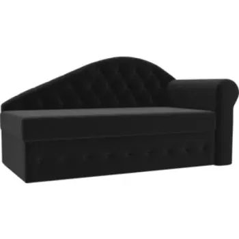 Тахта АртМебель Джулия микровельвет черный правый угол