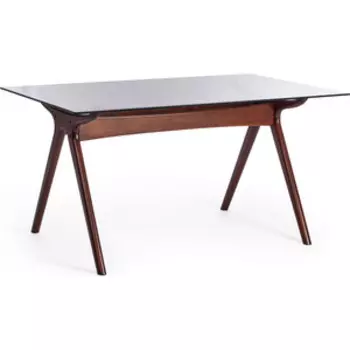 TetChair Стол Viborg (mod. T-379G) дерево гевея, стекло 150х90х76 см темный орех (HN GLAZE)