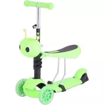 Трехколесный самокат NOVATRACK Disco-kids, детский трансформер зеленый 120S. DISCOKIDS. GN9