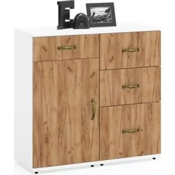 Тумба 3.15 + Тумба 3.16 Мебельный двор Лидер-8 , белый шагрень/крафт золото (1028467)