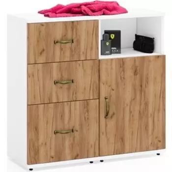 Тумба 3.16 + Тумба 3.1 Мебельный двор Лидер-8 , белый шагрень/крафт золото (1028469)