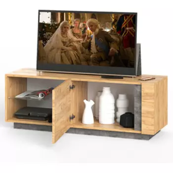 Тумба под ТВ Моби Арчи 10.85 дуб крафт золотой/камень темный универсальная сборка