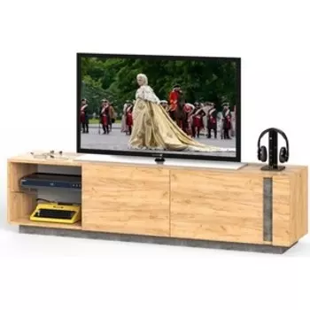 Тумба под ТВ Моби Арчи 10.86 дуб крафт золотой/камень темный универсальная сборка