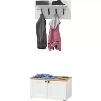 Тумба Моби Остин 13.257 + 15.12 Вешалка, цвет белый шагрень/дуб крафт золотой (1027968)