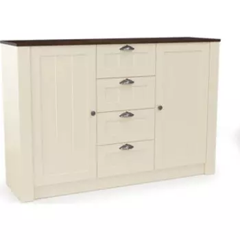 Тумба ОЛМЕКО 37.11 Прованс бежевый/дуб кальяри/профиль: Masa Decor слоновая кость