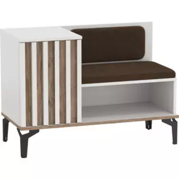 Тумба под обувь ОЛМЕКО 51.23 ''Либерти'' (опора металл. h 150 мм) Белый / Дуб Каньон/ ткань: велюр киото шоколад (ML876880930)