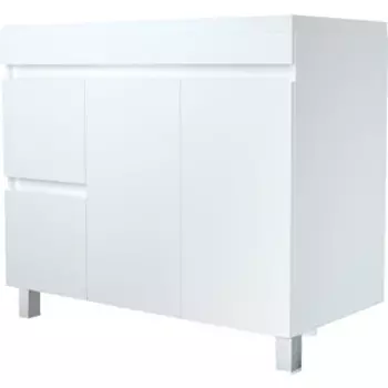 Тумба под раковину 1Marka Cube 100х48 с бельевой корзиной, белый глянец (У79527)