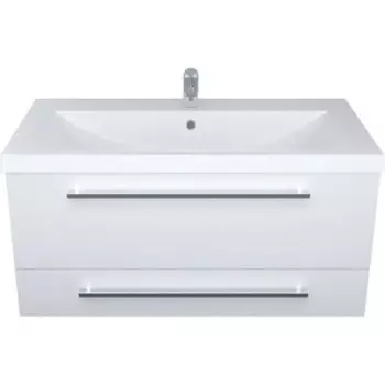 Тумба под раковину 1Marka Соната 90х48 два ящика, белый глянец (У51044)