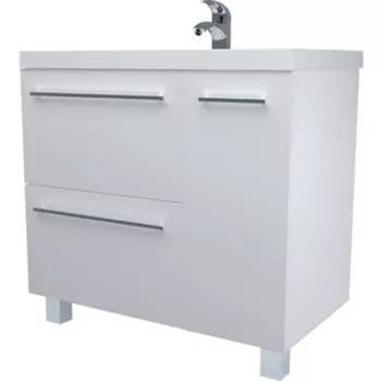 Тумба под раковину 1Marka Соната 90х48 с бельевой корзиной, белая (У51042)