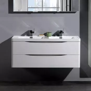 Тумба под раковину BelBagno Ancona-N 120 bianco lucido с двумя чашами (ANCONA-N-1200-2C-SO-2-BL)