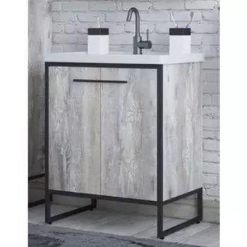 Тумба под раковину Corozo Айрон 60 черная/антик (SD-00000385)