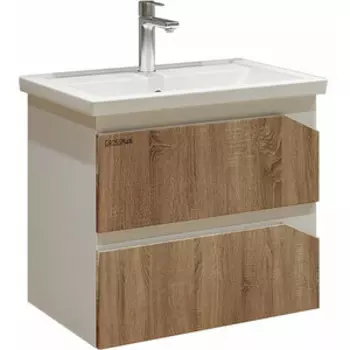 Тумба под раковину Grossman Инлайн 56х38 белая/дуб сонома (106003)