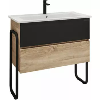 Тумба под раковину Grossman Солис 82х46 дуб сонома/черная (108501)