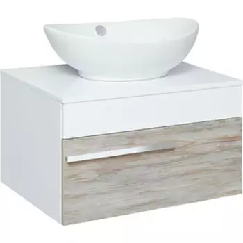 Тумба под раковину Runo Вудлайн 65х45 белый/дуб скандинавский (00-00001009)