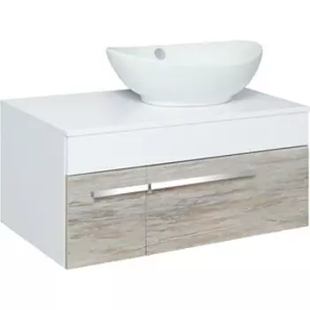 Тумба под раковину Runo Вудлайн 85х45 белый/дуб скандинавский (00-00001010)