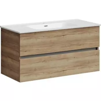 Тумба под раковину Sancos Urban 100 два ящика, дуб галифакс натуральный (UR100EG)
