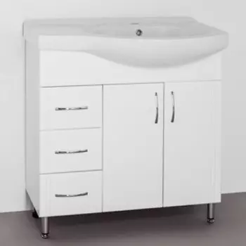 Тумба под раковину Style line Эко Стандарт №25 L ящики слева, белая (ЛС-00000108)