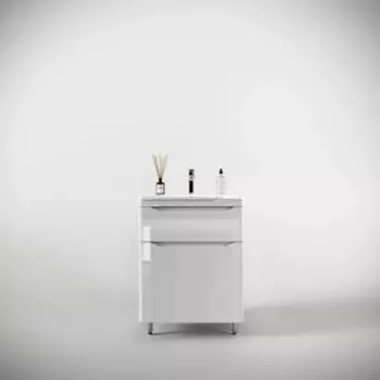 Тумба под раковину Style line Марелла 60х39 напольная, белая глянцевая (СС-00002396)