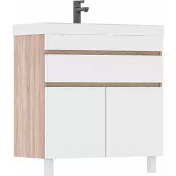 Тумба под раковину Volna Conty 80х39 напольная, белый/дуб снома (tnCNT80.2D.1Y-01)
