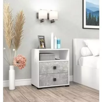 Тумба прикроватная Бител Лаура белый / ателье светлое (BIT001373)