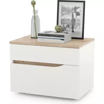 Тумба прикроватная Моби Муссон 16.03 белый/дуб эндгрейн элегантный (1023668)
