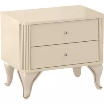 Тумба прикроватная ОЛМЕКО 43.14 Стефани бежевый/белый/профиль: Kroning слоновая кость патина