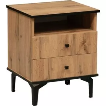 Тумба прикроватная ОЛМЕКО 51.17 Либерти (опора h-150 мм) дуб вотан/черный (OLMP002645)