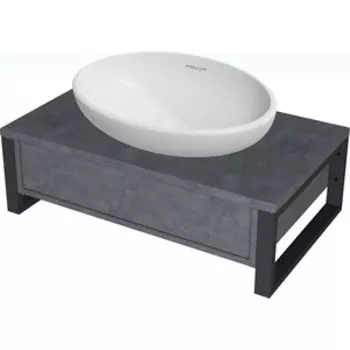 Тумба с раковиной 1Marka Grunge Loft 100х48 бетон темно-серый (У85850, WB.CT/Ringo/54-N.Cut/WHT.G/S1)