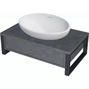 Тумба с раковиной 1Marka Grunge Loft 70х48 бетон темно-серый (Ц0000015939, WB.CT/Ringo/54-N.Cut/WHT.G/S1)
