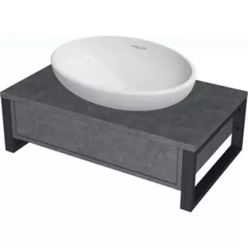 Тумба с раковиной 1Marka Grunge Loft 80х48 бетон темно-серый (У85848, WB.CT/Ringo/54-N.Cut/WHT.G/S1)