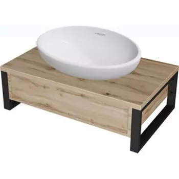 Тумба с раковиной 1Marka Grunge Loft 80х48 дуб вотан (У85842, WB.CT/Ringo/54-N.Cut/WHT.G/S1)