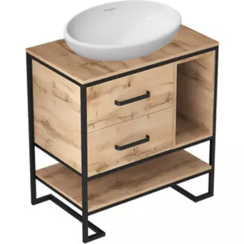 Тумба с раковиной 1Marka Grunge Loft 80х51 дуб вотан (Ц0000005442, WB.CT/Ringo/54-N.Cut/WHT.G/S1)