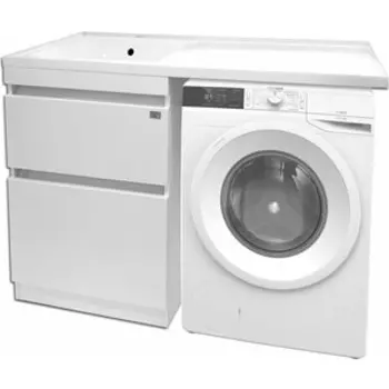 Тумба с раковиной Alcora Eternity 57 (120L) над стиральной машиной, белая (31113 напольная, 351)