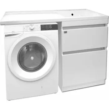 Тумба с раковиной Alcora Eternity 57 (120R) над стиральной машиной, белая (31113 напольная, 344)