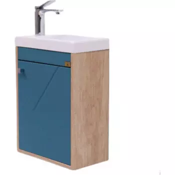 Тумба с раковиной Alcora Litos 39х21 матовый бриз/дуб галифакс (31152, S-UM-COM40/1-w)
