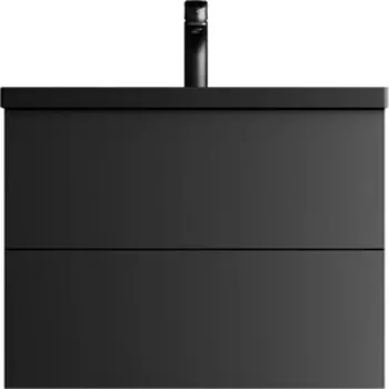 Тумба с раковиной Am.Pm Gem 75х42 черная матовая (M90FHX07522BM, M90WCC0752BM)