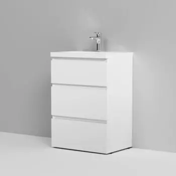 Тумба с раковиной Am.Pm Gem S 60 три ящика, белый глянец (M91FSX0602WG, M90WCC0602WG)