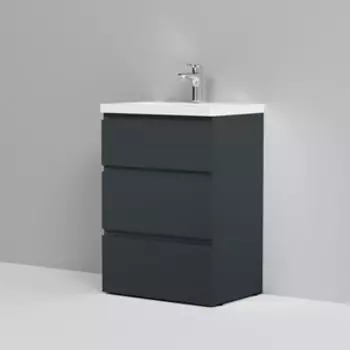 Тумба с раковиной Am.Pm Gem S 60 три ящика, графит (M91FSX0602GM, M90WCC0602WG)