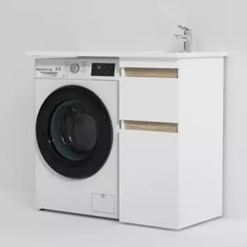 Тумба с раковиной Am.Pm X-Joy 40 правая с 2 ящиками, белый глянец (M85AFSX0402WG, M85AWPR1001WG)