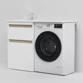 Тумба с раковиной Am.Pm X-Joy 60 левая с 2 ящиками, белый глянец (M85AFSX0602WG, M85AWPL1201WG)