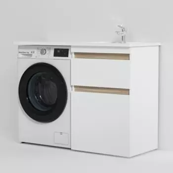 Тумба с раковиной Am.Pm X-Joy 60 правая с 2 ящиками, белый глянец (M85AFSX0602WG, M85AWPR1201WG)