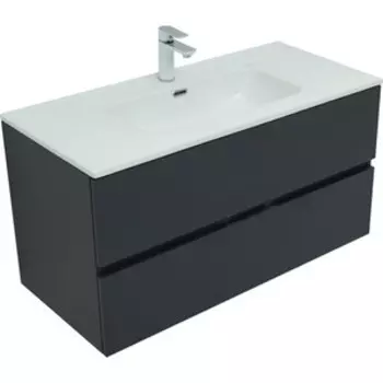 Тумба с раковиной Aquanet Алвита 100 два ящика, антрацит (277519, 254365)