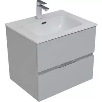 Тумба с раковиной Aquanet Алвита 60 два ящика, серый (277512, 254363)