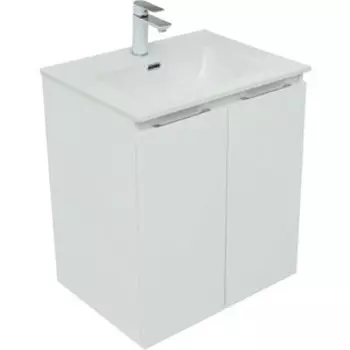 Тумба с раковиной Aquanet Алвита 60 две дверки, белый матовый (277522, 254363)