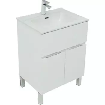 Тумба с раковиной Aquanet Алвита 60 один ящик, белый матовый (277546, 254363)