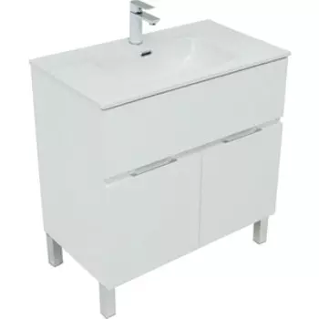Тумба с раковиной Aquanet Алвита 80 один ящик, белый матовый (277550, 254364)