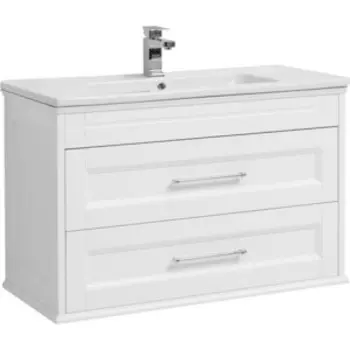 Тумба с раковиной Aquanet Бостон М 100 Flat белая матовая (209678, 254365)